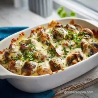 Baked Cheesy Mushrooms Casserole: Creamy Side Dish for 6 Servings