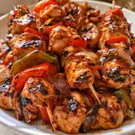 Chicken Vegetable Skewers with Lemon Garlic