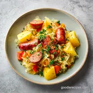 Sausage Sauerkraut Potatoes Skillet for 5 Servings