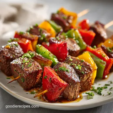 Steak Kabobs with Balsamic Marinade for 6 Recipe Card