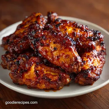 Crispy Bourbon Glazed Chicken Wings Recipe Card