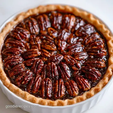 Fudgy Bourbon Pecan Chocolate Pie Recipe Card