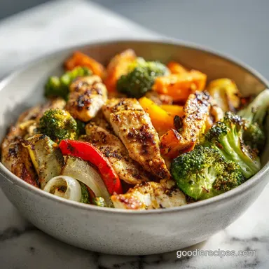 Chicken Meal Prep Bowl with Roasted Vegetables: Make-Ahead for Work Recipe Card