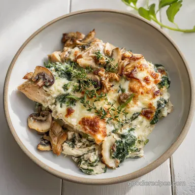 Chicken Spinach Mushroom Oven Dish for 4 Servings