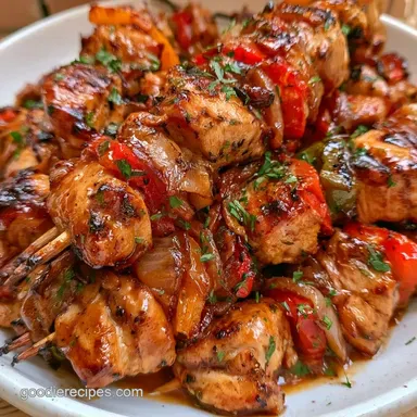 Chicken Vegetable Skewers for 4 Servings Recipe Card