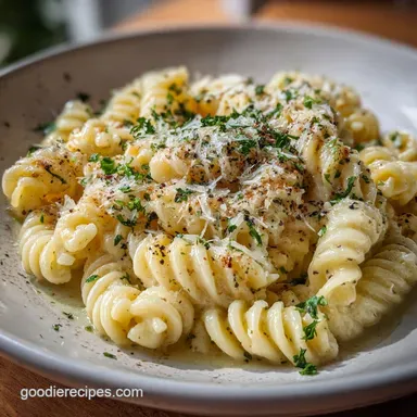 Quick 30 Minute Creamy Garlic Pasta - One-Pot Recipe Card