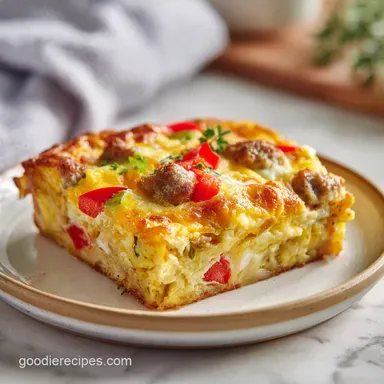 Sausage Egg and Cream Cheese Hash Brown Breakfast Casserole