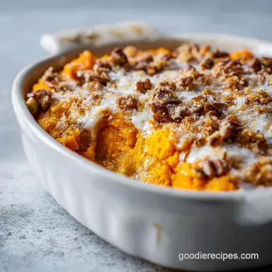 Sweet Potato Casserole with Pecan Topping in 30 Minutes