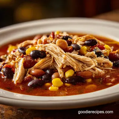 Easy Slow Cooker Chicken Taco Soup for 8 Recipe Card