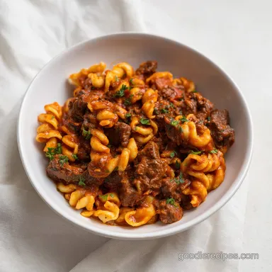 Easy Slow Cooker Taco Pasta for 8 Recipe Card