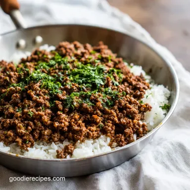 Ground Beef Recipe with Garlic and Herbs in 15 Minutes Recipe Card