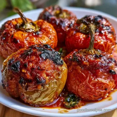 Greek Stuffed Peppers with Ground Beef Recipe Card