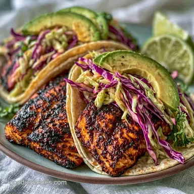 Healthy Grilled Fish Tacos for 4 Recipe Card