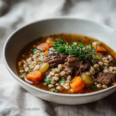 Beef Barley Soup Recipe for 8 Servings Recipe Card