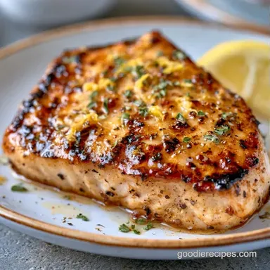 Lemon Olive Oil Grilled Fish with Garlic Recipe Card
