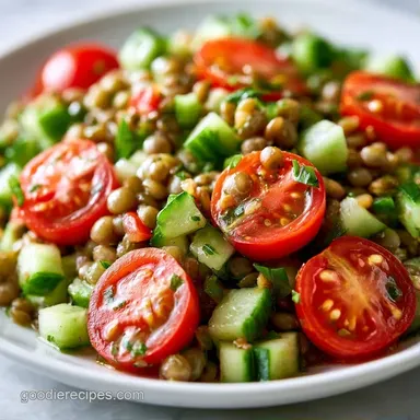 Mediterranean Lentil Salad Meal Prep Recipe Card
