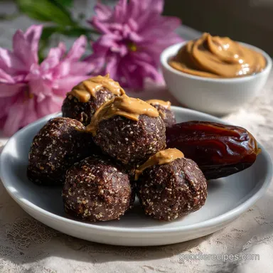 Easy No-Bake Energy Bite with Dates and Peanut Butter: 3 Ingredient Recipe Recipe Card