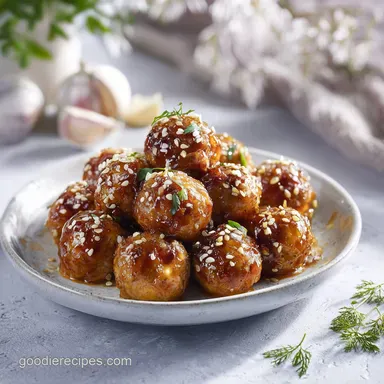 20 Minute Pepper Jelly Glazed Meatball with Garlic for 8 Servings Recipe Card