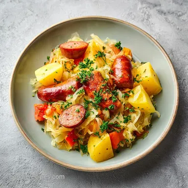 Sausage Sauerkraut Potatoes Skillet for 5 Servings