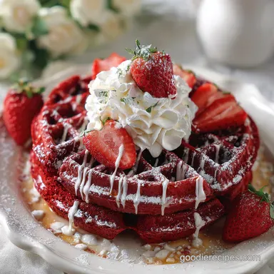 Red Velvet Waffles Recipe for 5 Servings Recipe Card