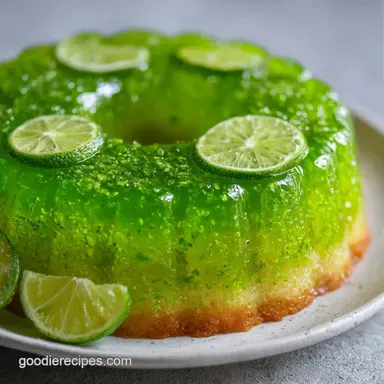Retro Lime Jello Cake for 16 Servings Recipe Card
