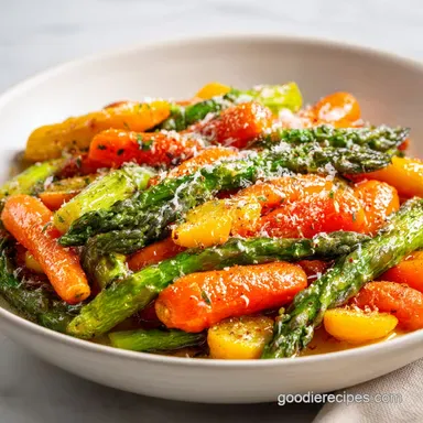 Roasted Asparagus and Carrots for 4 Servings Recipe Card
