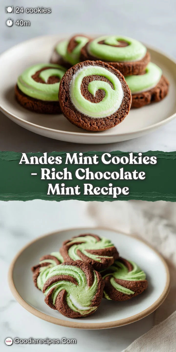 Close-up of a rich, fudgy chocolate cookie with a perfectly melted green Andes mint on top.