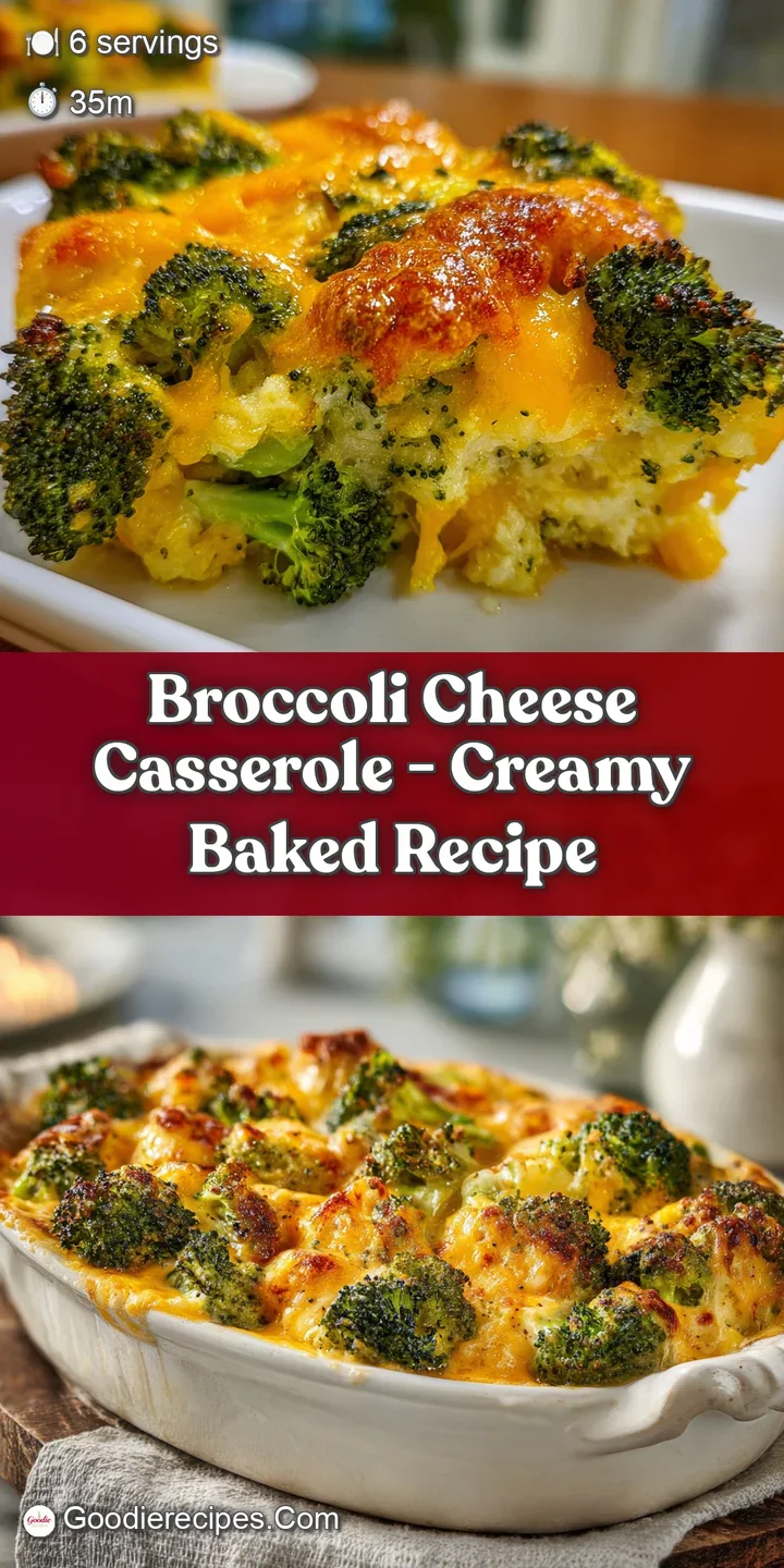 Close-up of creamy broccoli casserole; cheese pull reveals tender broccoli florets and a rich, cheesy sauce with crispy, b...