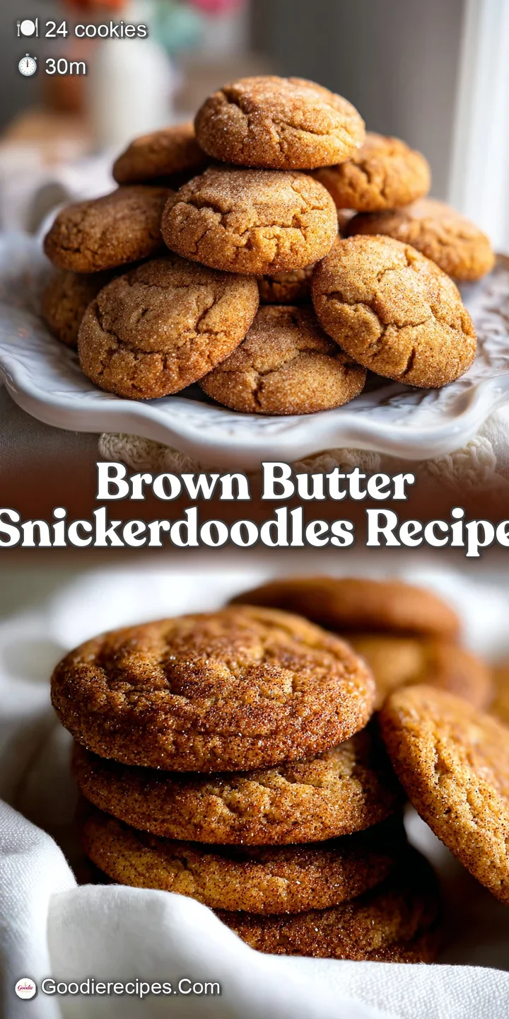Close-up of a brown butter snickerdoodle, highlighting its cracked surface, soft interior, and a glistening cinnamon sugar...