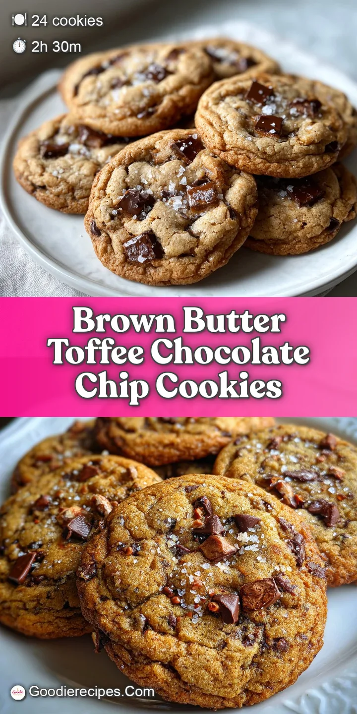 Close-up of a warm, chewy cookie with gooey chocolate and crunchy toffee, highlighting the golden brown edges and soft int...