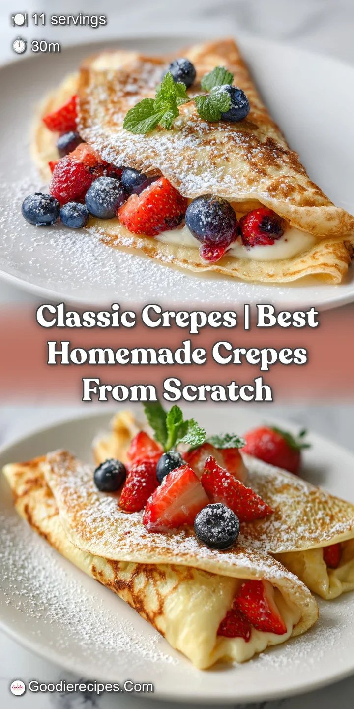 A close-up of a silky crepe with a glistening berry filling and a light dusting of sugar.