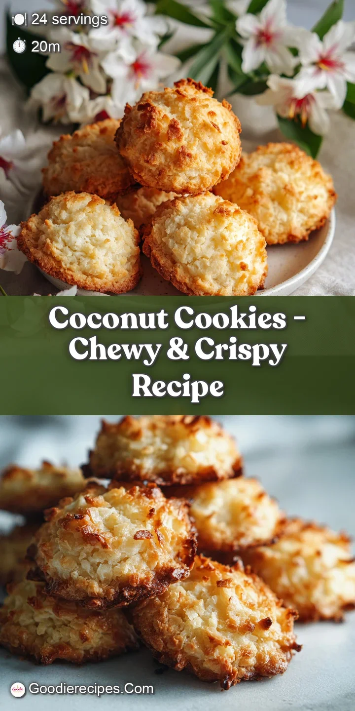 Close-up of a coconut cookie. Toasted edges, soft, chewy center. Flaky coconut, golden hue, details of sugary texture shine.