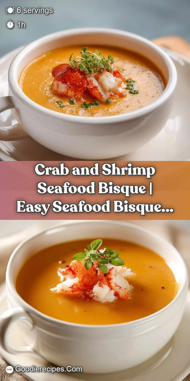 Close-up of velvety bisque revealing succulent pieces of crab and shrimp, glistening with a hint of steam.