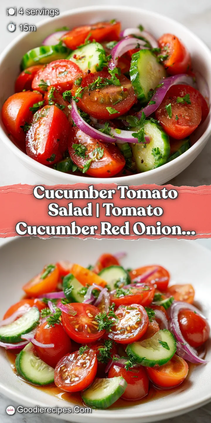 Close-up of juicy red tomato wedges and crisp cucumber slices coated in a shimmering, clear olive oil dressing.
