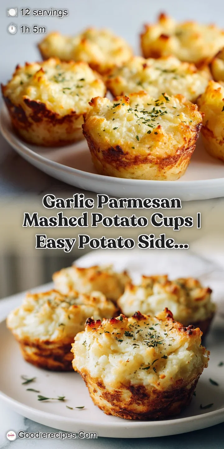 A fork gently pierces a creamy mashed potato cup, revealing a fluffy interior and golden crust.
