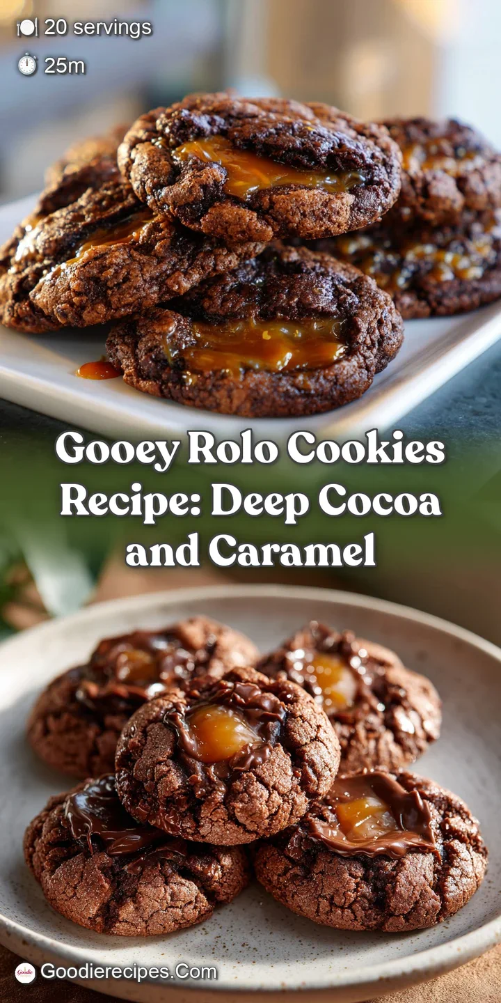 Close-up of a cracked, chewy cookie revealing a soft, melty caramel center, golden brown with slightly crisp edges.