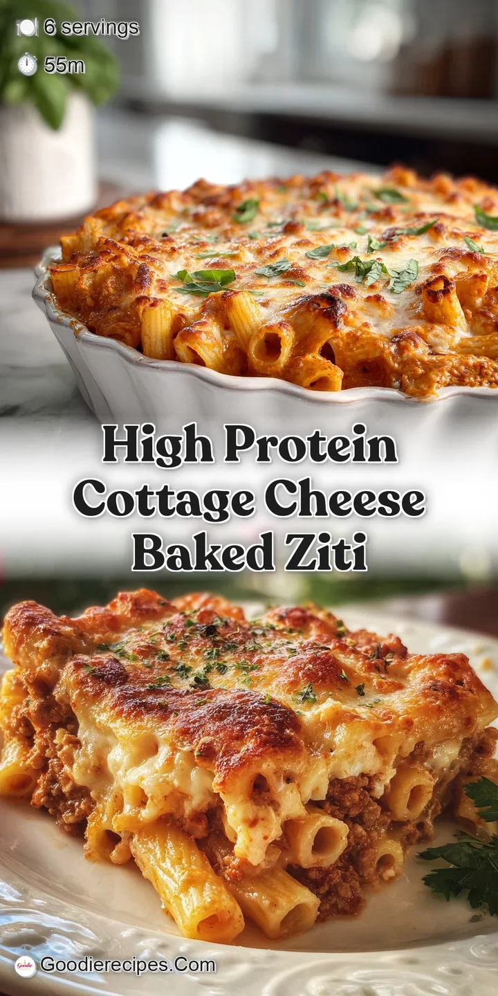 Close-up of bubbly, cheesy baked ziti. Toasted pasta edges and vibrant red sauce create a comforting, tempting texture.