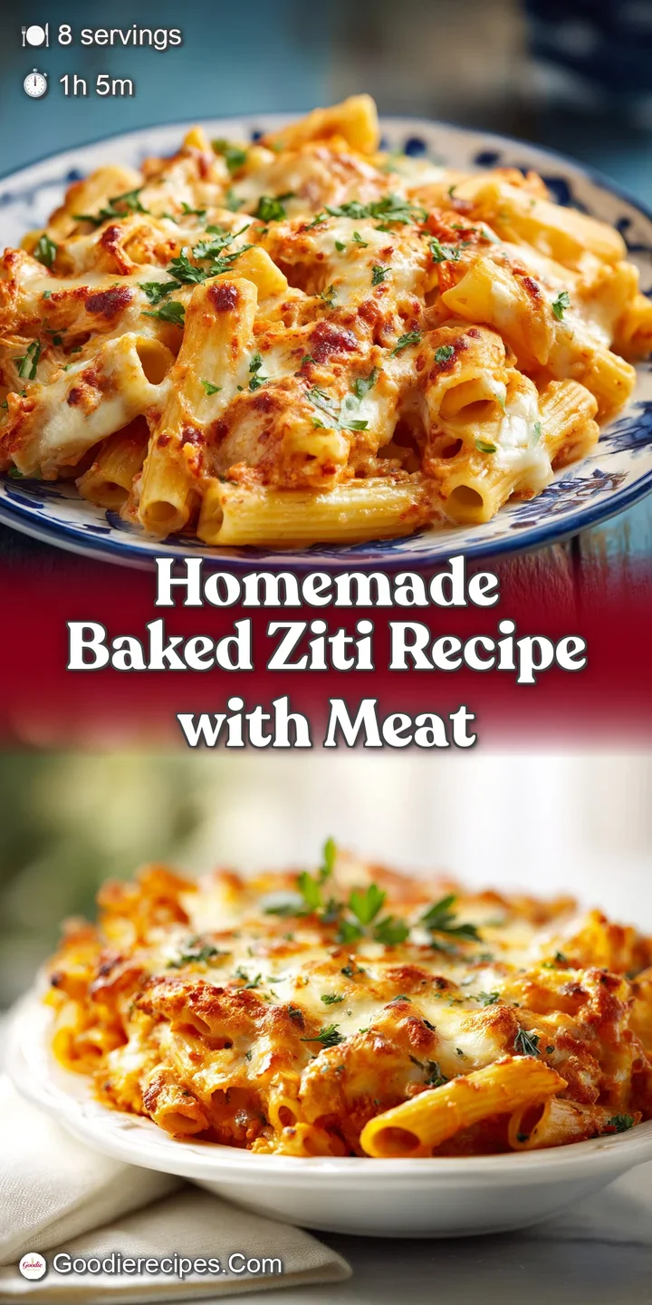 Close-up of steaming baked ziti, the melted mozzarella creating luscious, cheesy strands that invite a satisfying bite.