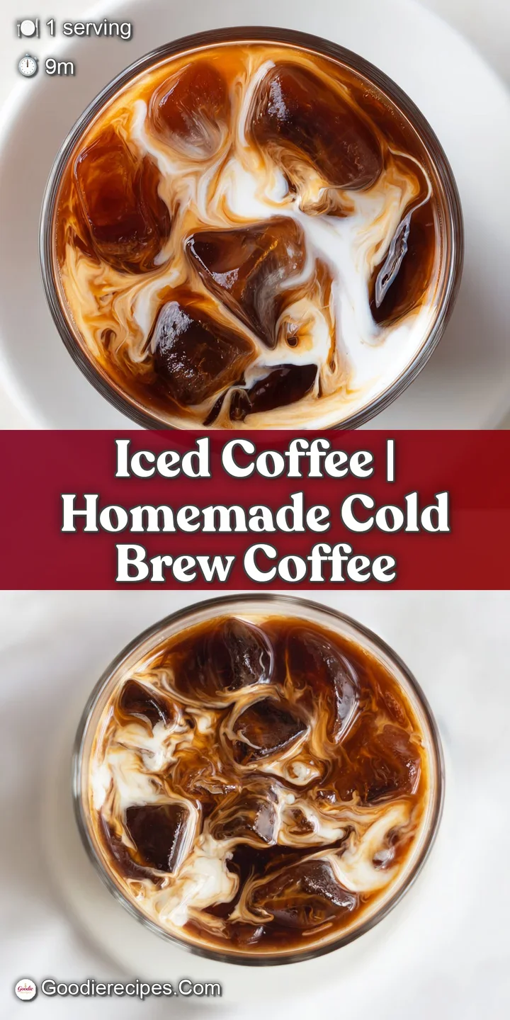 Close-up of creamy white milk swirling into deep amber coffee with fresh condensation beading on the cold glass.