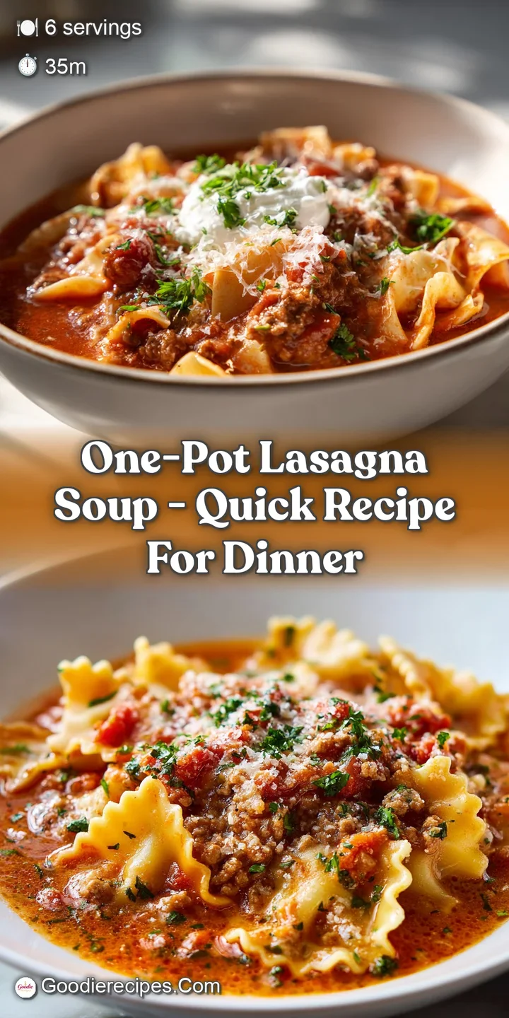 Close-up view of luscious lasagna soup, showcasing layers of noodles, savory sausage, and melted cheese for an appetizing ...