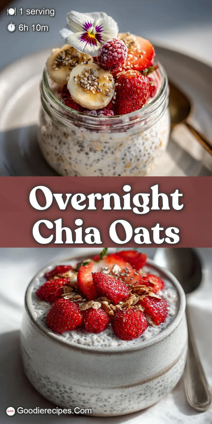 Close-up of chia seeds suspended in creamy oats. Soft colors and fresh fruit create an inviting, healthy start.