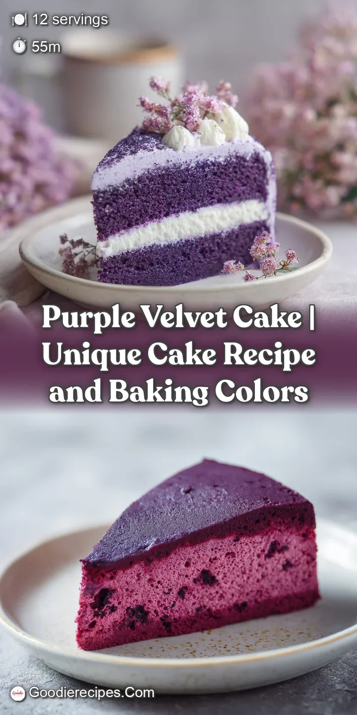 Close-up of a tender purple cake slice revealing its moist, silken texture, with a hint of creamy frosting.