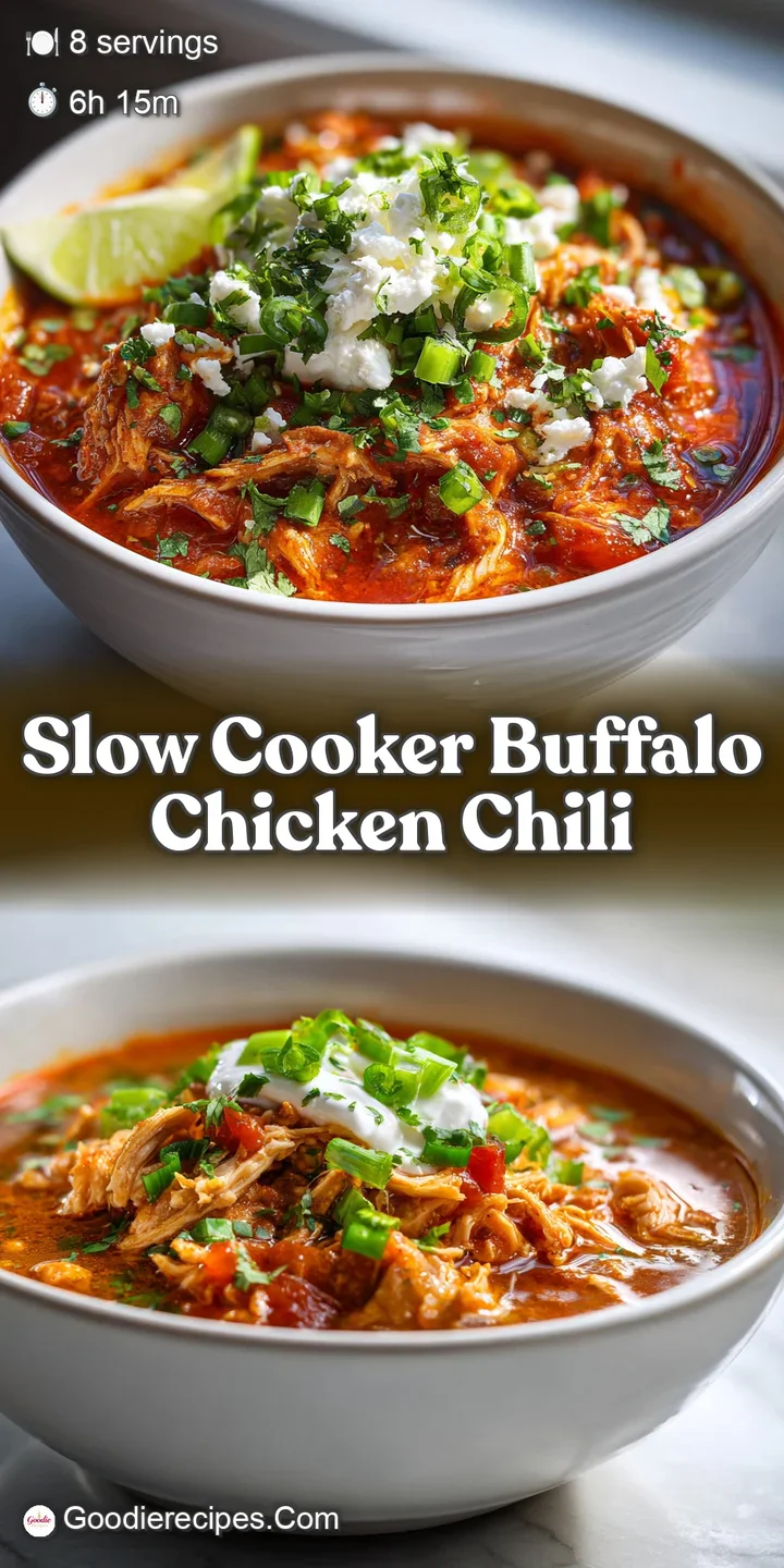 Close-up of hearty buffalo chicken chili: tender chicken, creamy sauce, and flecks of spice, looking warm and inviting.