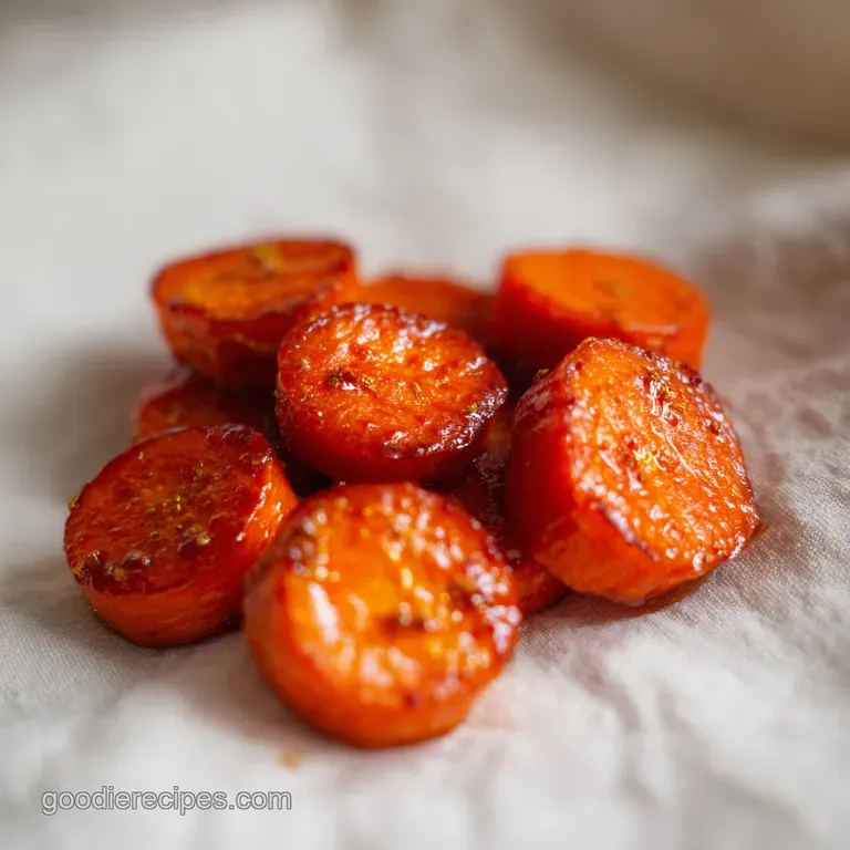 Vibrant orange roasted carrots artfully arranged on a matte black plate, garnished with fresh green parsley.