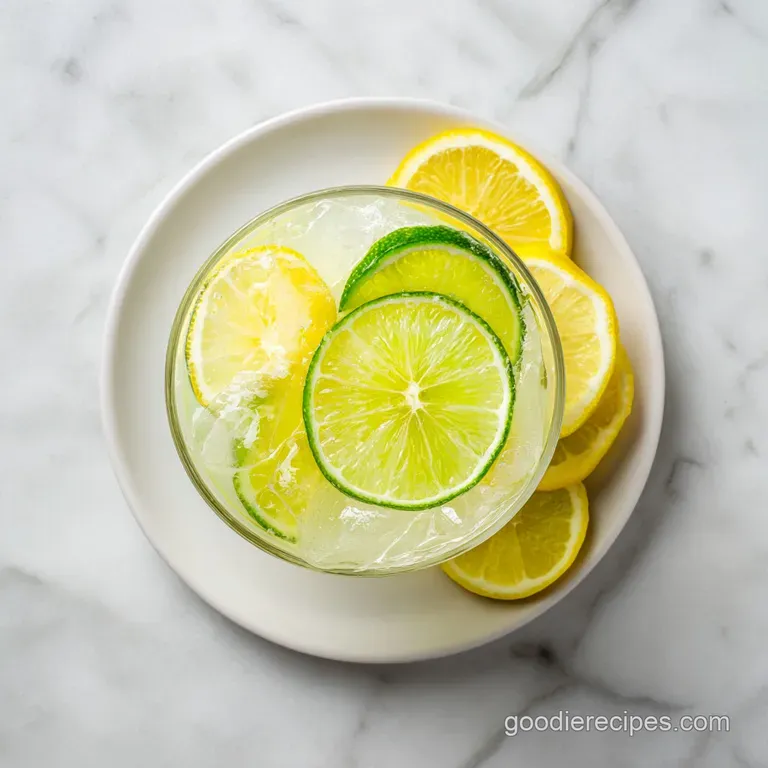 A tall glass of creamy, pale yellow lemonade, condensation beading on the glass, with a lime wedge garnish.