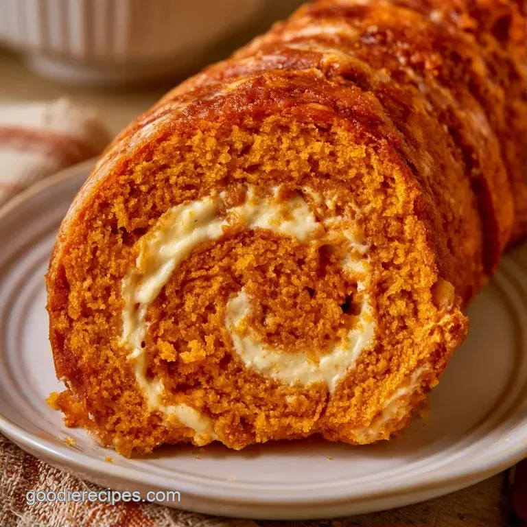 Elegant slice of orange-hued spiral cake on a ceramic plate, dusted with snow-white sugar and a fresh berry.
