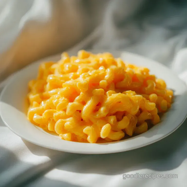 A single serving of mac and cheese in a white bowl, topped with fresh parsley. Steam rises, hinting at warmth and comfort...