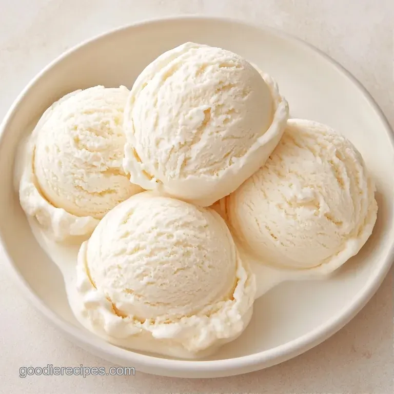 A single ivory scoop of frozen cream in a crystal coupe glass topped with a mint leaf and a thin wafer straw.