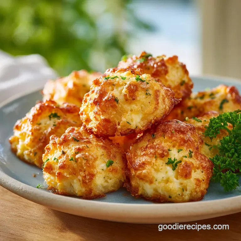 A rustic wooden board piled high with warm, golden-brown cheese bites, showcasing their irresistible, bubbly texture.