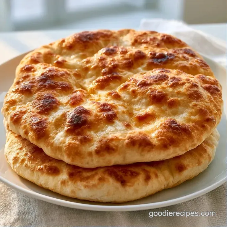 A stack of soft, charred flatbreads beside a ceramic bowl of creamy hummus and a drizzle of golden olive oil.